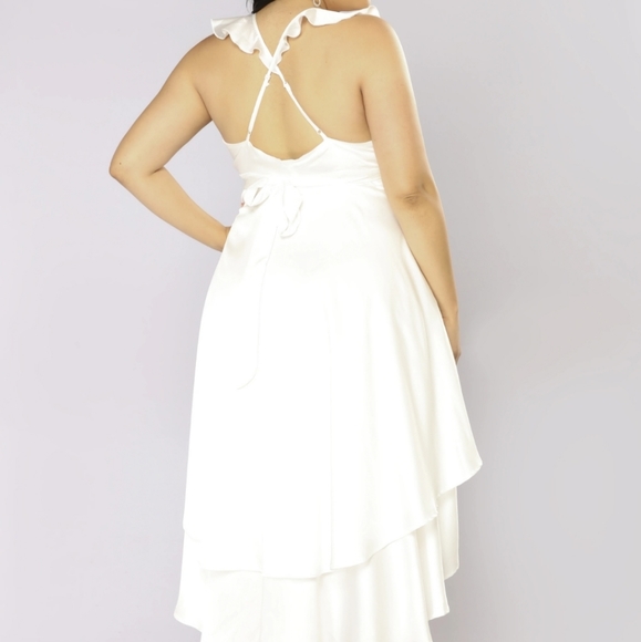 Fashion Nova Midi Wrap Dress- white - Picture 3 of 5